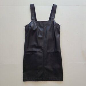 Abercrombie Fitch Vegan Leather Mini Dress XS Black Cosplay Goth Grunge Pinafore